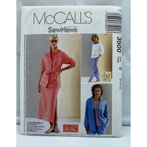 McCall's Sewing Pattern 3500 Shirt-Jacket Top Pants Skirt Misses Size 8 10 12
